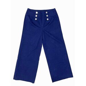 Lauren Ralph Lauren High Waist Navy Blue Nautical Navy Sailor Wide Leg Pants 14